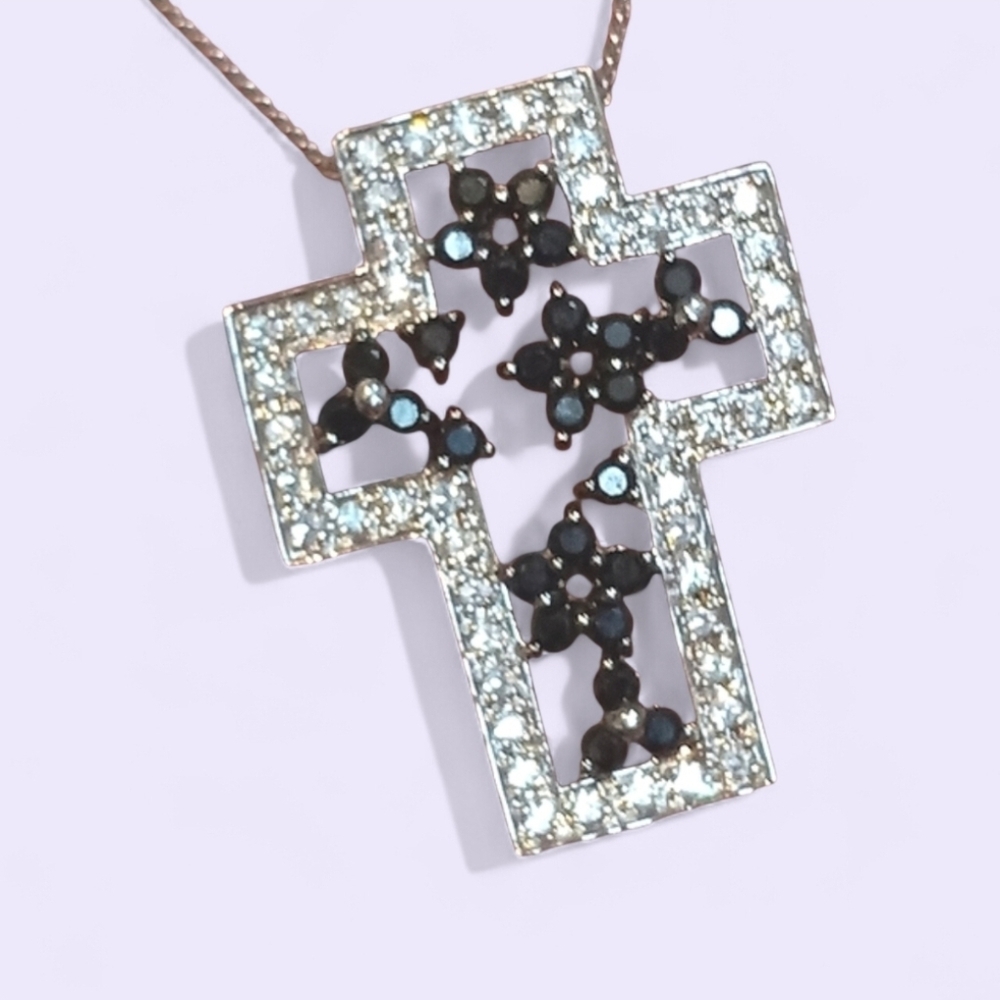 Silver diamond Cross necklace